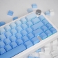 Mist Blue 104+25 Gradient Blue Full PBT Dip-dye Keycaps Set Side Legends Doubleshot Backlit OEM Profile for Cherry MX Mechanical Keyboard